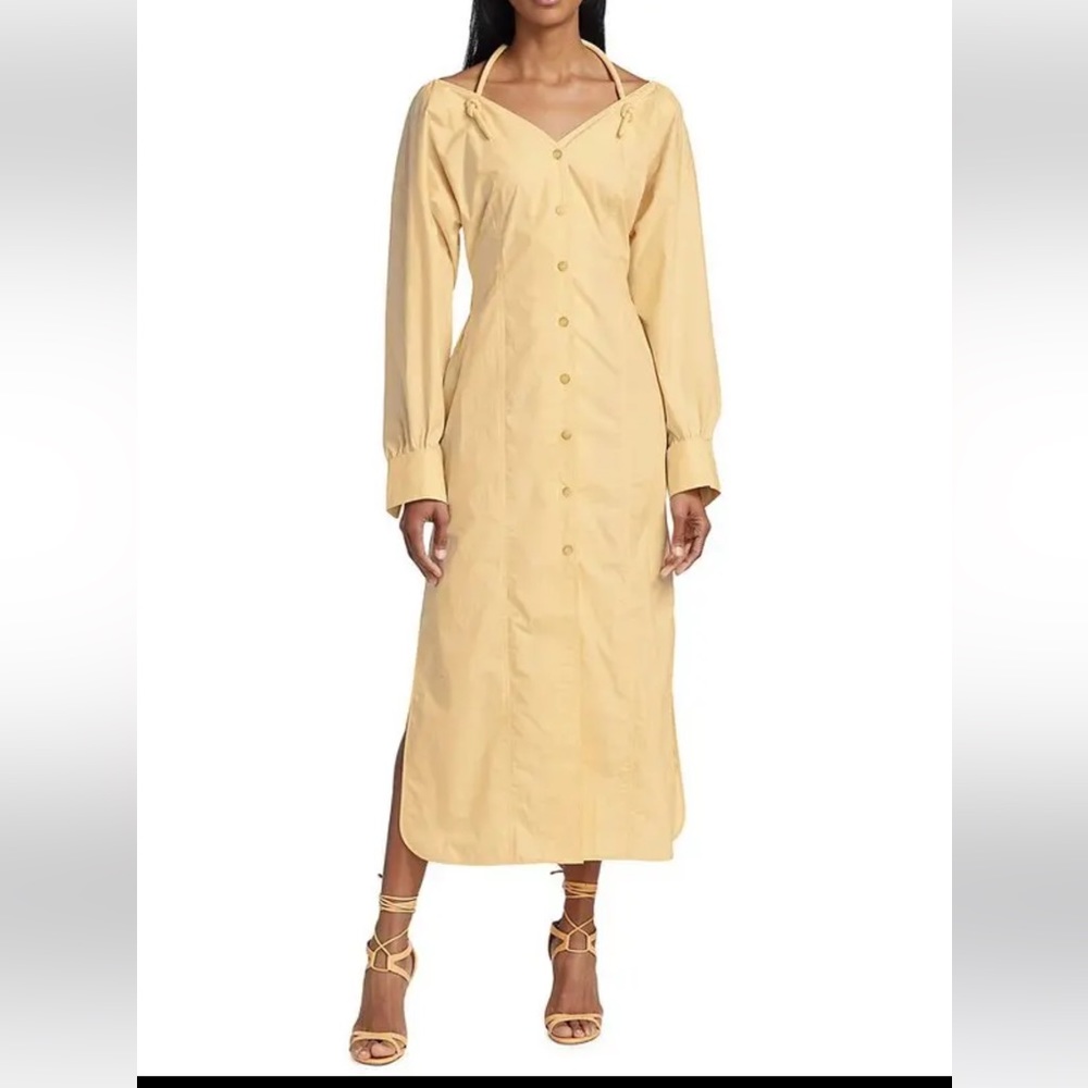 Nanushka off‎ the shoulder halterneck Poplin Midi Dress